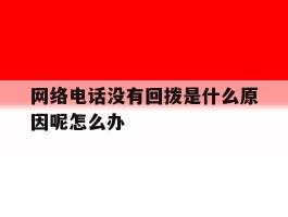 包含网络电话没有回拨是什么原因呢怎么办的词条