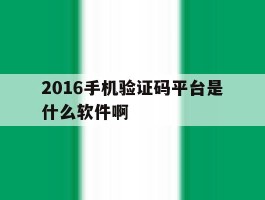 2016手机验证码平台是什么软件啊