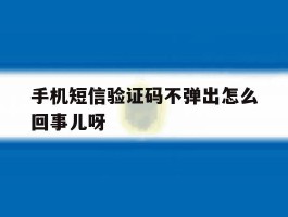 手机短信验证码不弹出怎么回事儿呀