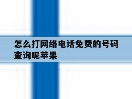 怎么打网络电话免费的号码查询呢苹果