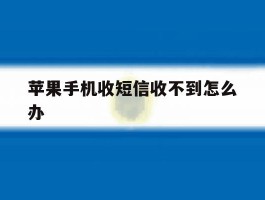 苹果手机收短信收不到怎么办