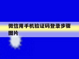 关于微信用手机验证码登录步骤图片的信息