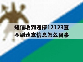 短信收到违停12123查不到违章信息怎么回事