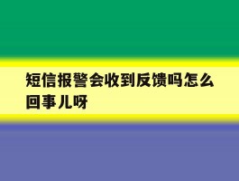 关于短信报警会收到反馈吗怎么回事儿呀的信息