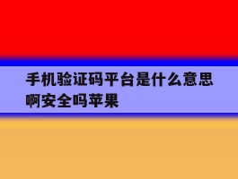 手机验证码平台是什么意思啊安全吗苹果