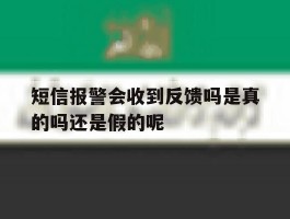 包含短信报警会收到反馈吗是真的吗还是假的呢的词条