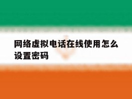网络虚拟电话在线使用怎么设置密码