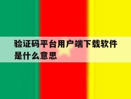 验证码平台用户端下载软件是什么意思