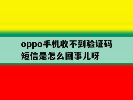 包含oppo手机收不到验证码短信是怎么回事儿呀的词条