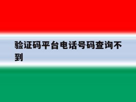 验证码平台电话号码查询不到