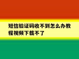 短信验证码收不到怎么办教程视频下载不了的简单介绍