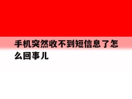 手机突然收不到短信息了怎么回事儿