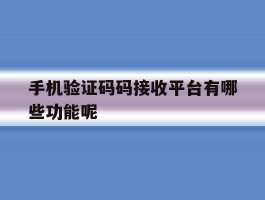 手机验证码码接收平台有哪些功能呢