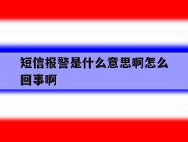 短信报警是什么意思啊怎么回事啊