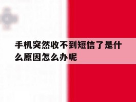 手机突然收不到短信了是什么原因怎么办呢
