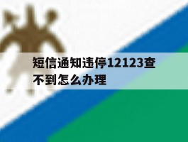 短信通知违停12123查不到怎么办理