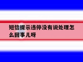 短信提示违停没有说处理怎么回事儿呀的简单介绍