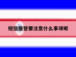 关于短信报警要注意什么事项呢的信息