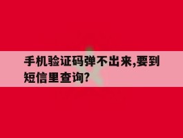 手机验证码弹不出来,要到短信里查询?