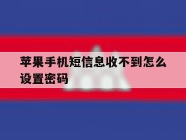 苹果手机短信息收不到怎么设置密码