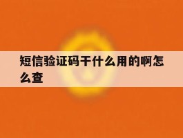 短信验证码干什么用的啊怎么查