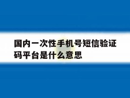国内一次性手机号短信验证码平台是什么意思
