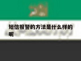 短信报警的方法是什么样的呢