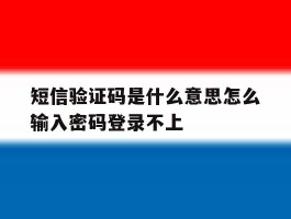 短信验证码是什么意思怎么输入密码登录不上