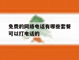 免费的网络电话有哪些套餐可以打电话的
