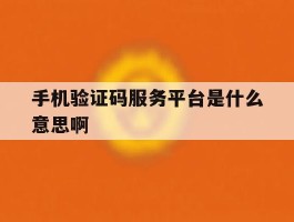 手机验证码服务平台是什么意思啊