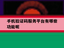 手机验证码服务平台有哪些功能呢