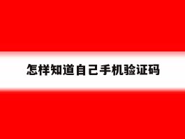 怎样知道自己手机验证码