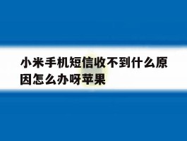 小米手机短信收不到什么原因怎么办呀苹果