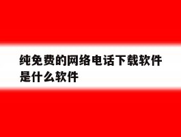 纯免费的网络电话下载软件是什么软件