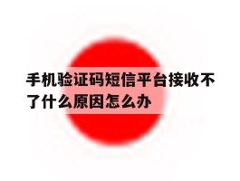 手机验证码短信平台接收不了什么原因怎么办