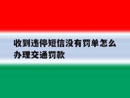 收到违停短信没有罚单怎么办理交通罚款
