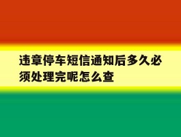 违章停车短信通知后多久必须处理完呢怎么查