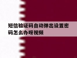 短信验证码自动弹出设置密码怎么办呀视频