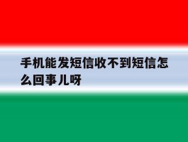 手机能发短信收不到短信怎么回事儿呀