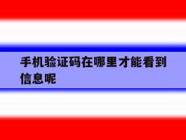 手机验证码在哪里才能看到信息呢