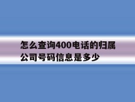 怎么查询400电话的归属公司号码信息是多少