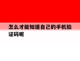 怎么才能知道自己的手机验证码呢
