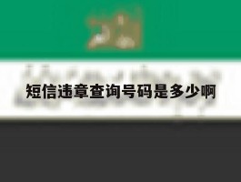 短信违章查询号码是多少啊