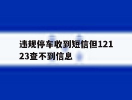 违规停车收到短信但12123查不到信息