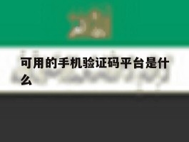 关于可用的手机验证码平台是什么的信息