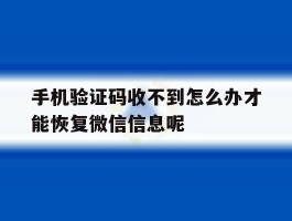 手机验证码收不到怎么办才能恢复微信信息呢的简单介绍