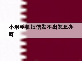 小米手机短信发不出怎么办呀