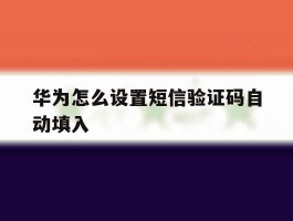 华为怎么设置短信验证码自动填入