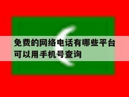 免费的网络电话有哪些平台可以用手机号查询
