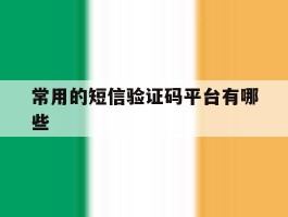 常用的短信验证码平台有哪些